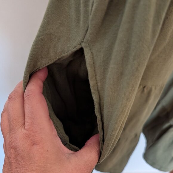 Time & Tru 100% Cotton Tiered Knit Dress Women's XL 16-18 Olive Green w Pockets - Picture 6 of 6